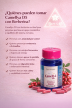 Camellya D5 –  oxidador de grasa natural baja medidas y grasa localizada , cuida parte ósea y muscular y concentración (no altera sistema nervioso )
